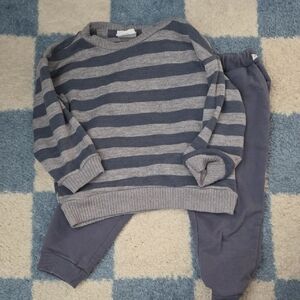 Striped Gray and Blue Sweater Set 2T